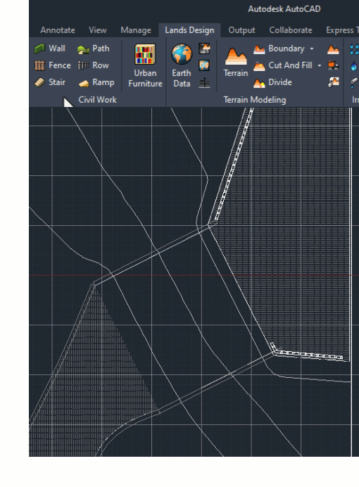 Parametric stairs created from a curve in Lands Design for AutoCAD
